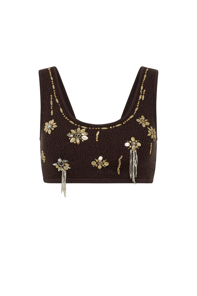 ANTIPODEAN~ In Bloom contrast binding crop top