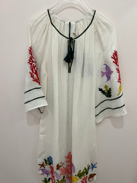 BENARAS~ Natural ivory sealife kaftan 24864