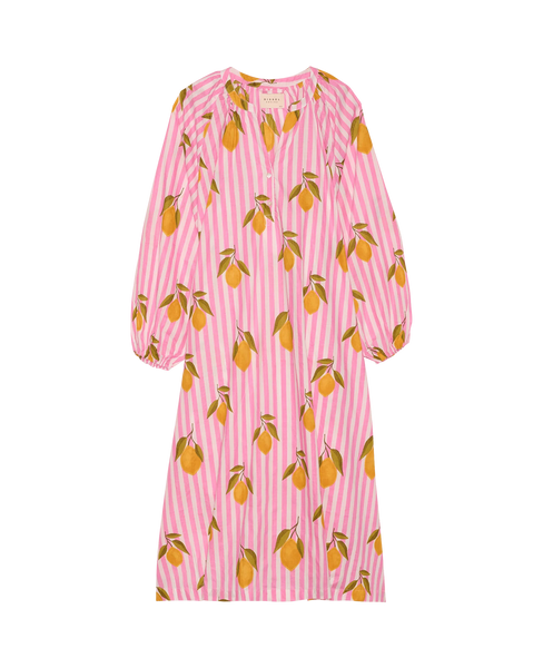 SISSEL EDELBO~ Lara dress pink stripe w lemon print