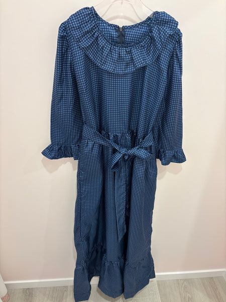 ALIA~ Silk dresses w flounce and ruffle sleeve