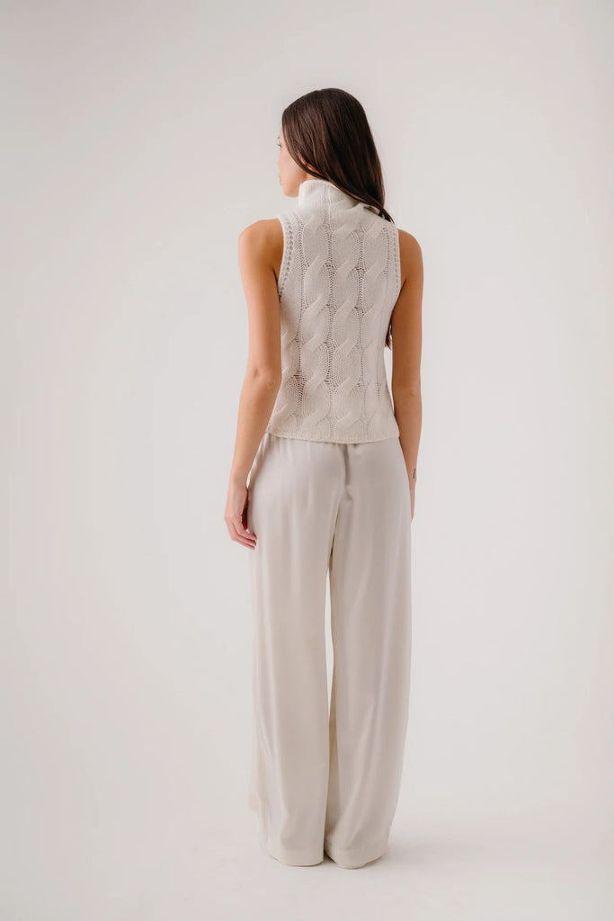 SABLYN~ Salvia sleeveless cable turtleneck