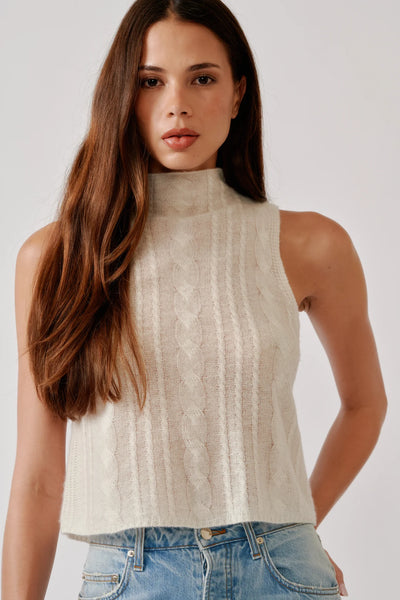 SABLYN~ Salvia sleeveless cable turtleneck
