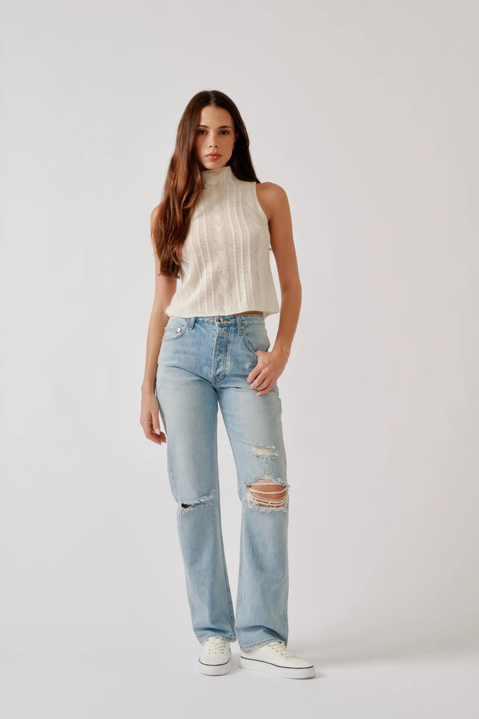 SABLYN~ Salvia sleeveless cable turtleneck