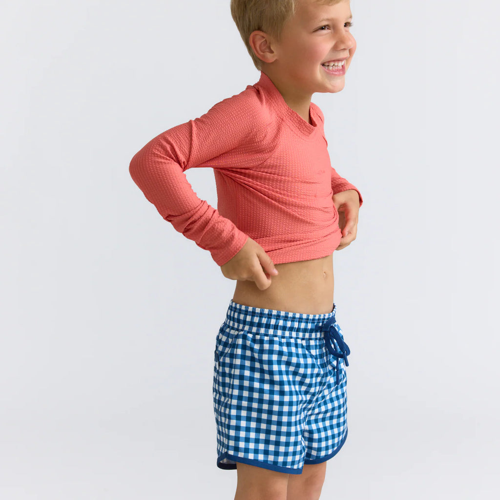 MINNOW~Boys navy iconic gingham boardie