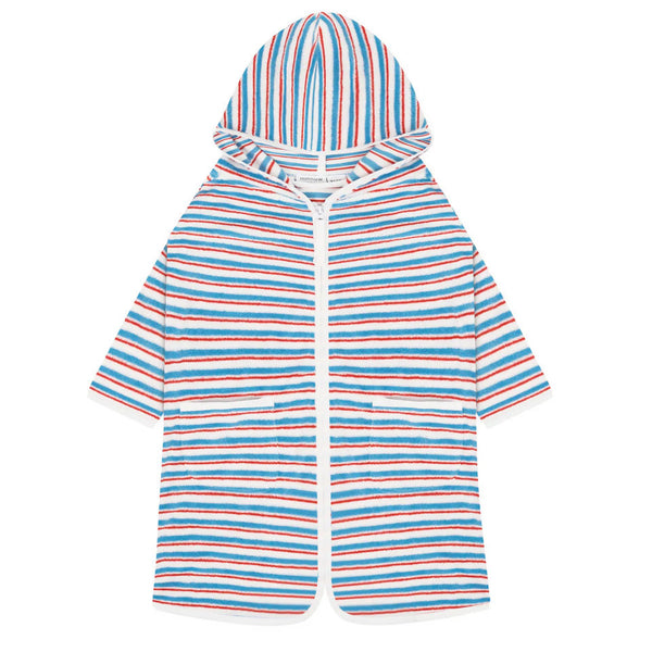 MINNOW~ unisex jetty stripe French Terry hooded zipper coverup