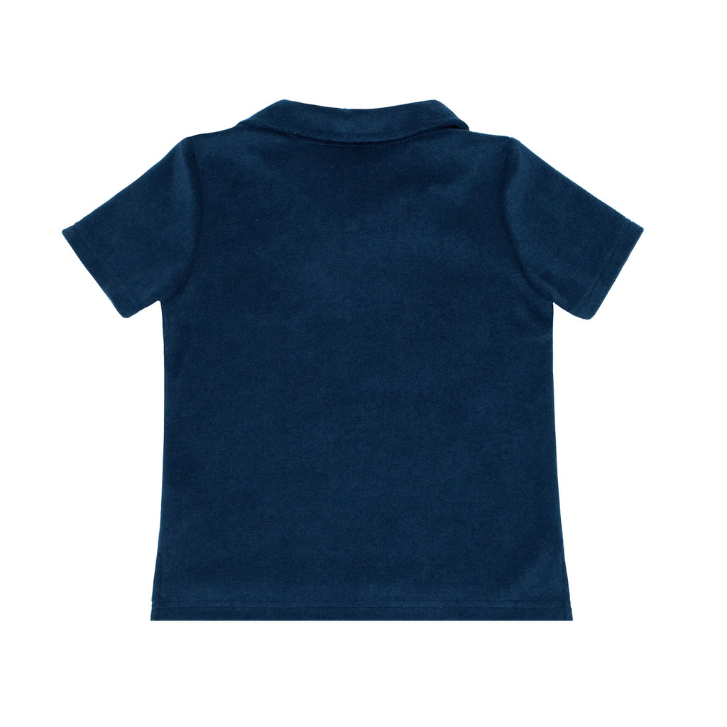 MINNOW~ Boys navy French Terry polo shirt