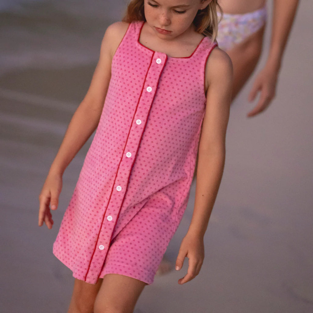 MINNOW~ Blush dot French Terry button front