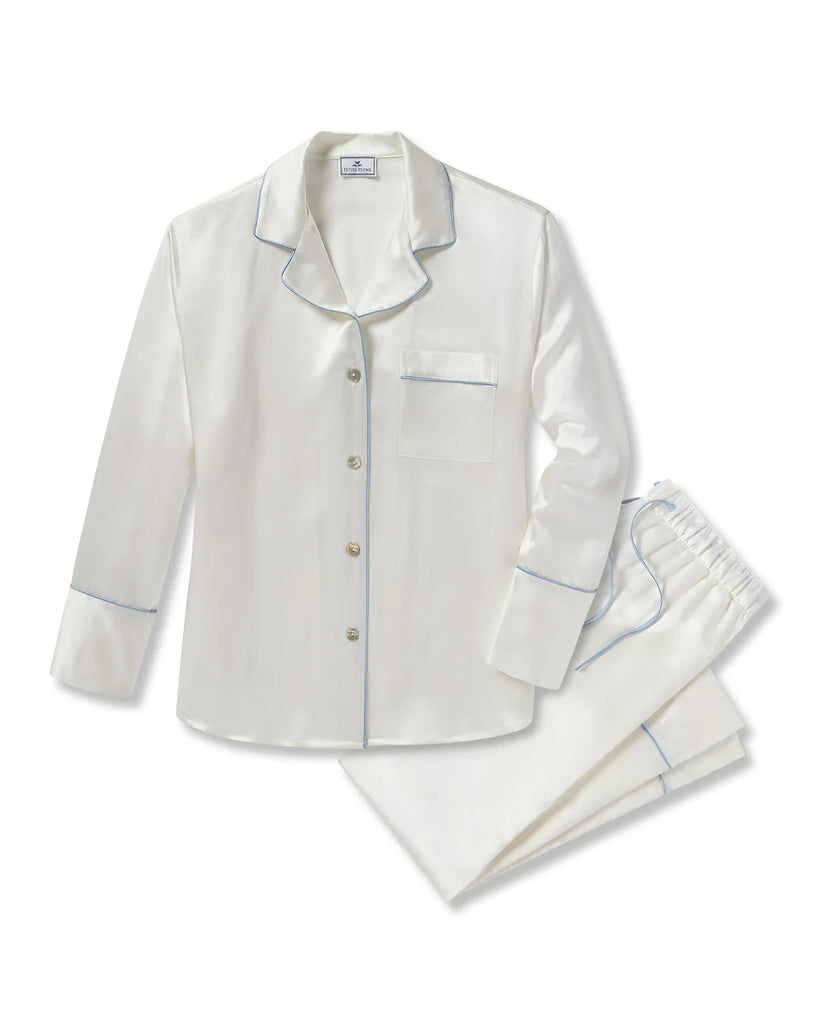 PETITE PLUME~Silk 2 pc pajama set with blue piping