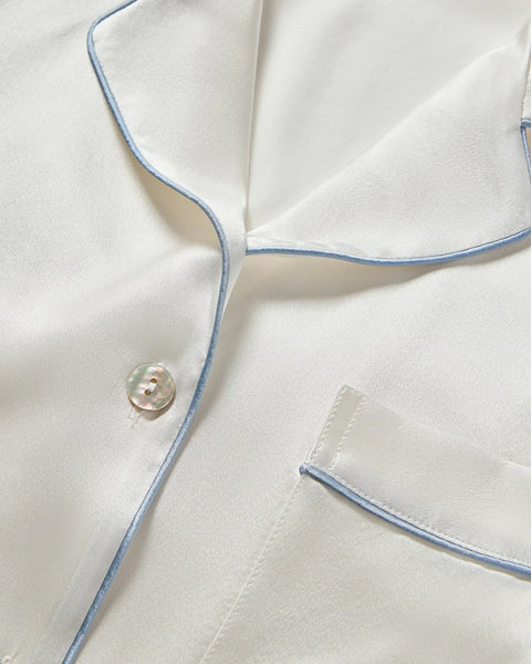 PETITE PLUME~Silk 2 pc pajama set with blue piping