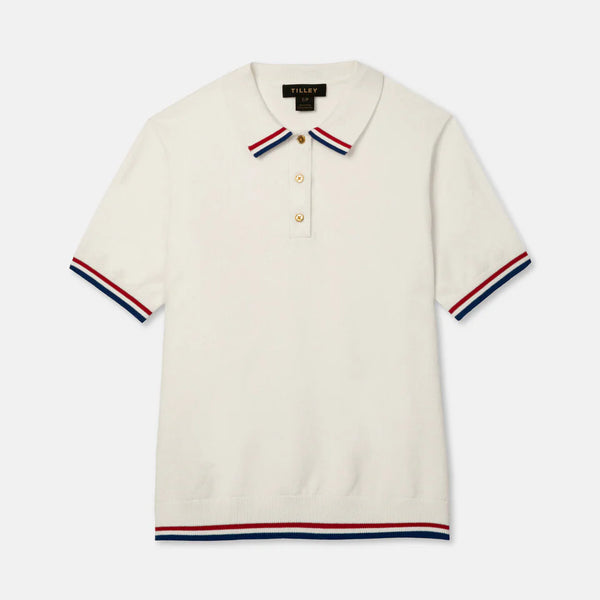 TILLEY~ Albatross polo white/red stripe