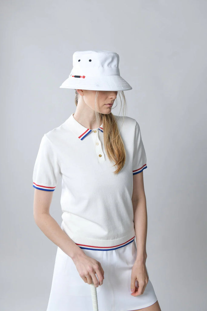 TILLEY~ Albatross polo white/red stripe