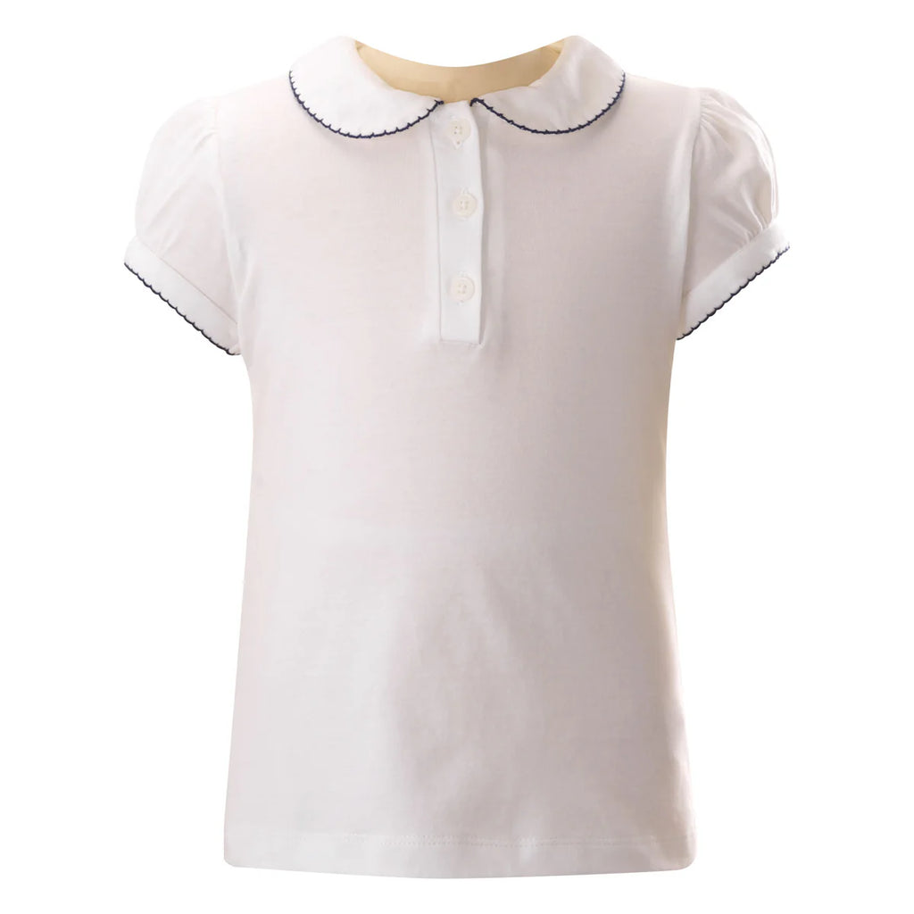 RACHEL RILEY~ Picot trim polo shirt