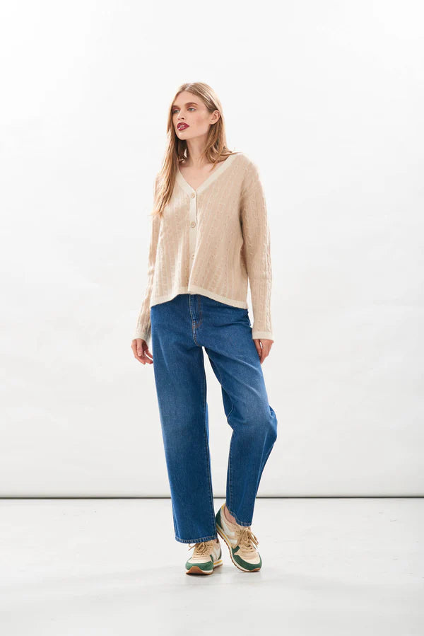 JUMPER 1234~ Oatmeal cashmere cable cardigan