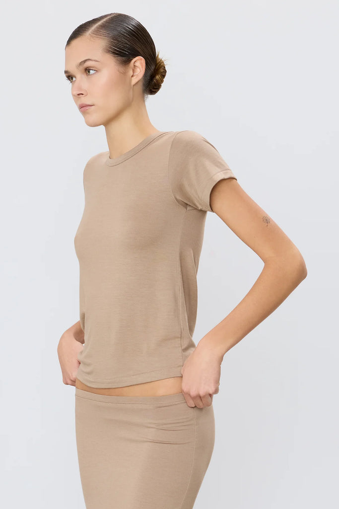ETERNE~ Fitted crewneck short sleeve soft jersey T-Shirt 364-13