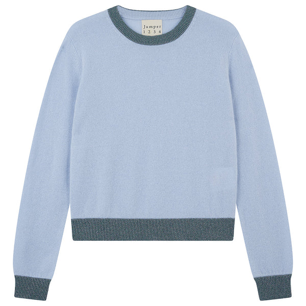 JUMPER 1234~ Cashmere crew with Lurex trim