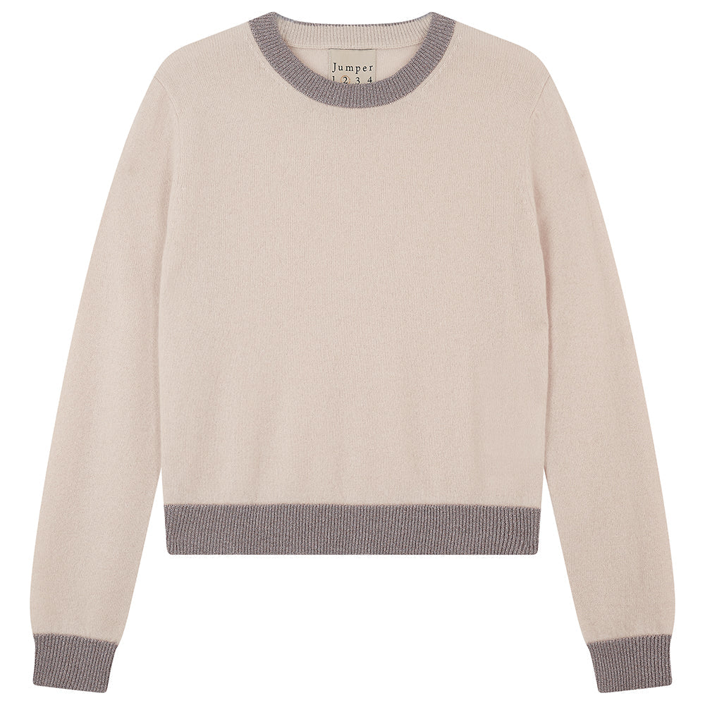 JUMPER 1234~ Cashmere crew with Lurex trim