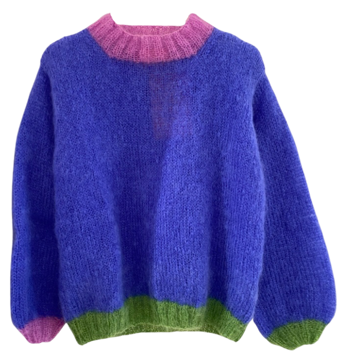 ROSE CARMINE~ Crew Sweater O colorblock tricolor in 3 colors