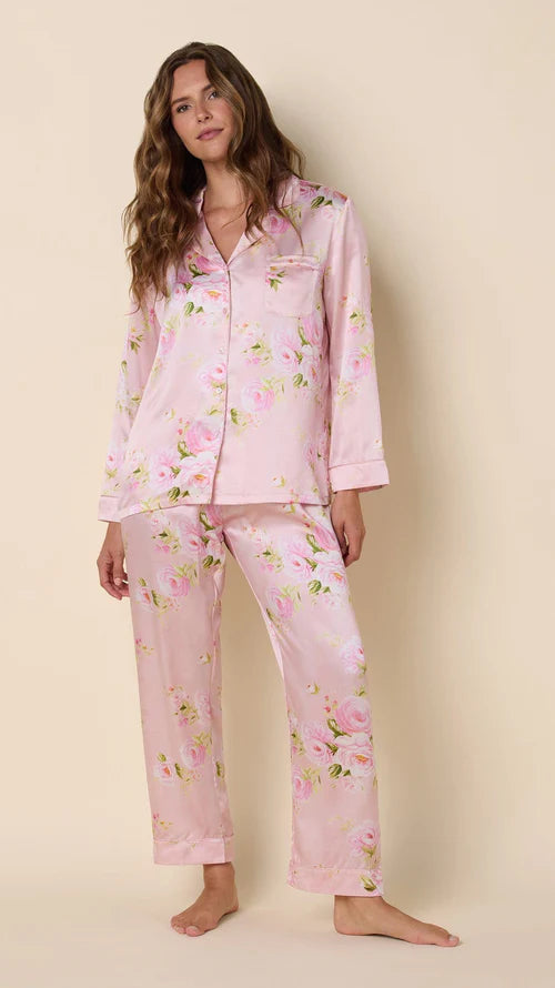 CAT’S PAJAMAS~ Eden rose 2 pc silk pajamas
