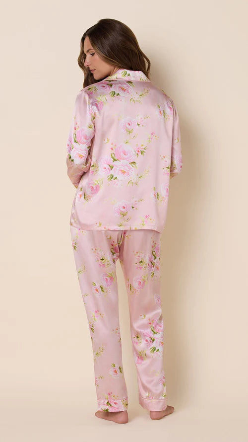 CAT’S PAJAMAS~ Eden rose 2 pc silk pajamas