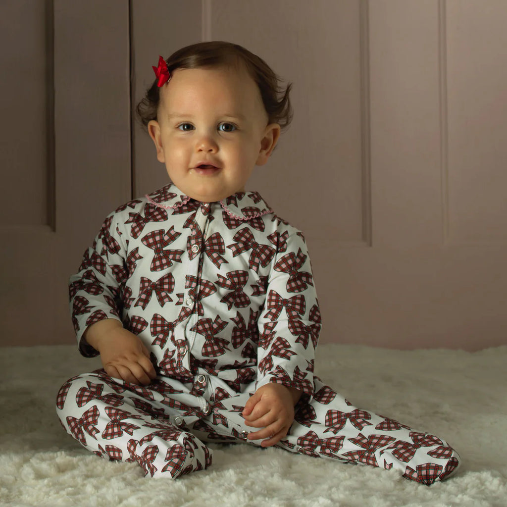 RACHEL RILEY~ Tartan bow /Gingerbread babygro