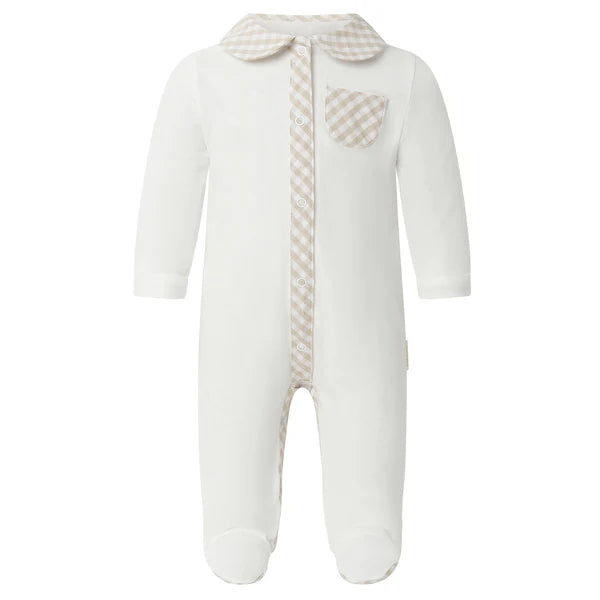 RACHEL RILEY~ Gingham collar and pocket babygro