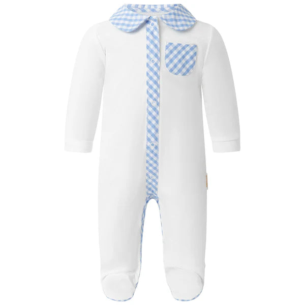 RACHEL RILEY~ Gingham collar and pocket babygro