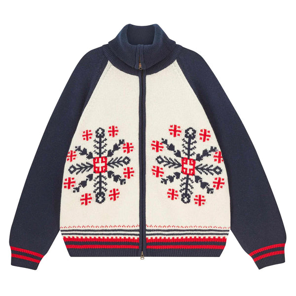 JUMPER1234~ Snowflake zip up cardigan sweater