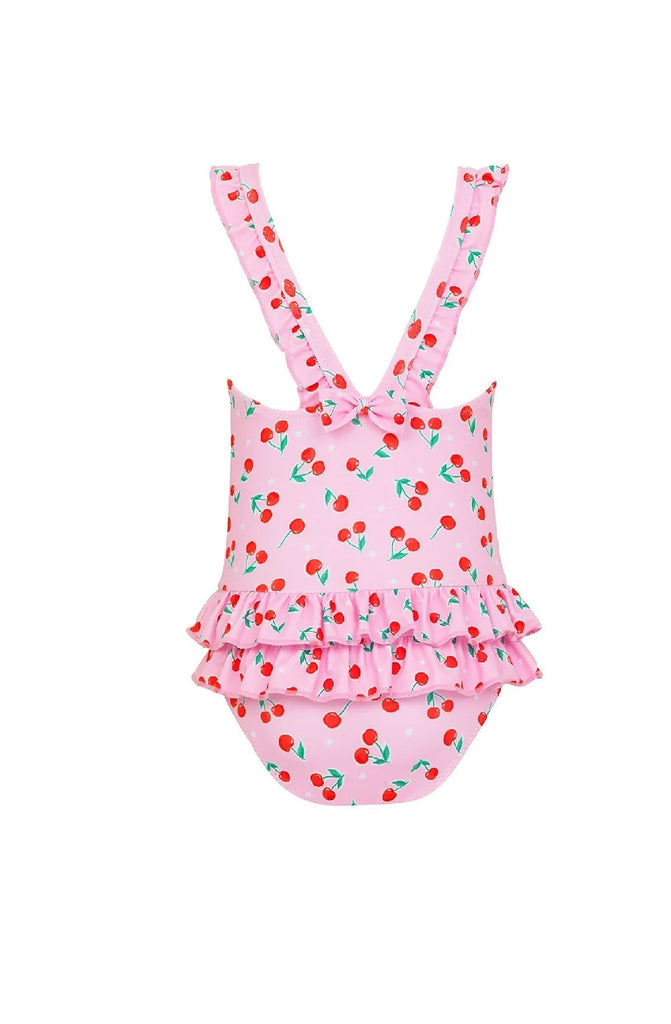 SUNUVA~ 1 pc pink cherry frill swimsuit