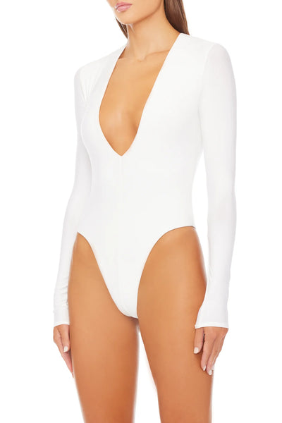 ETERNE~ Bodysuit with long sleeve and deep V