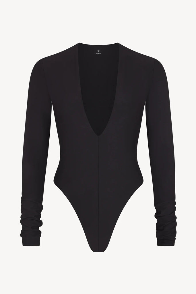 ETERNE~ Bodysuit with long sleeve and deep V