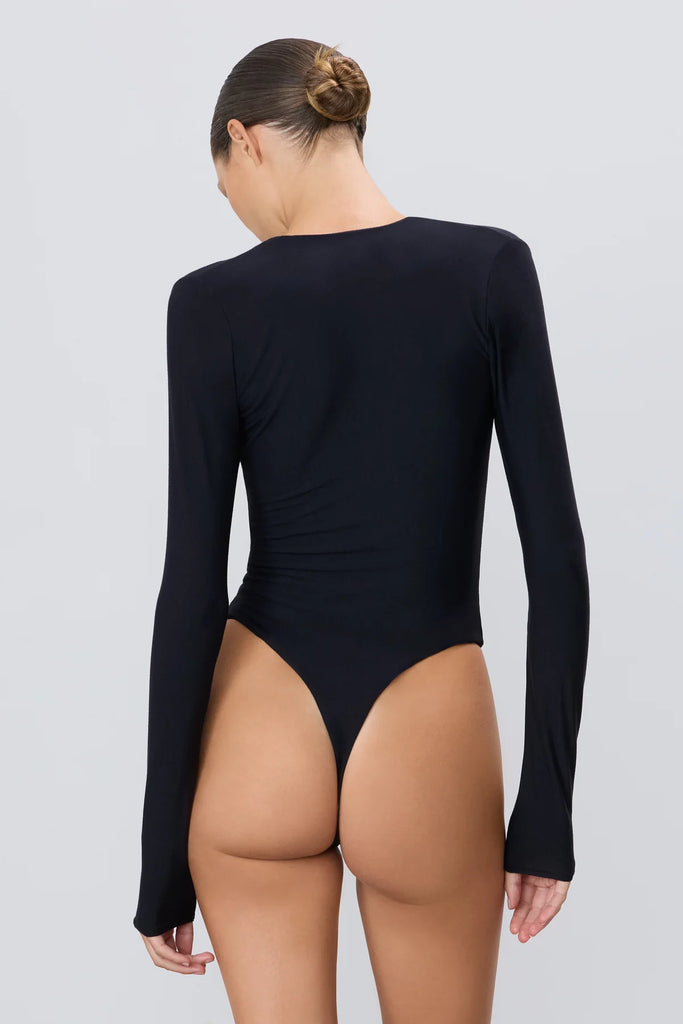 ETERNE~ Bodysuit with long sleeve and deep V