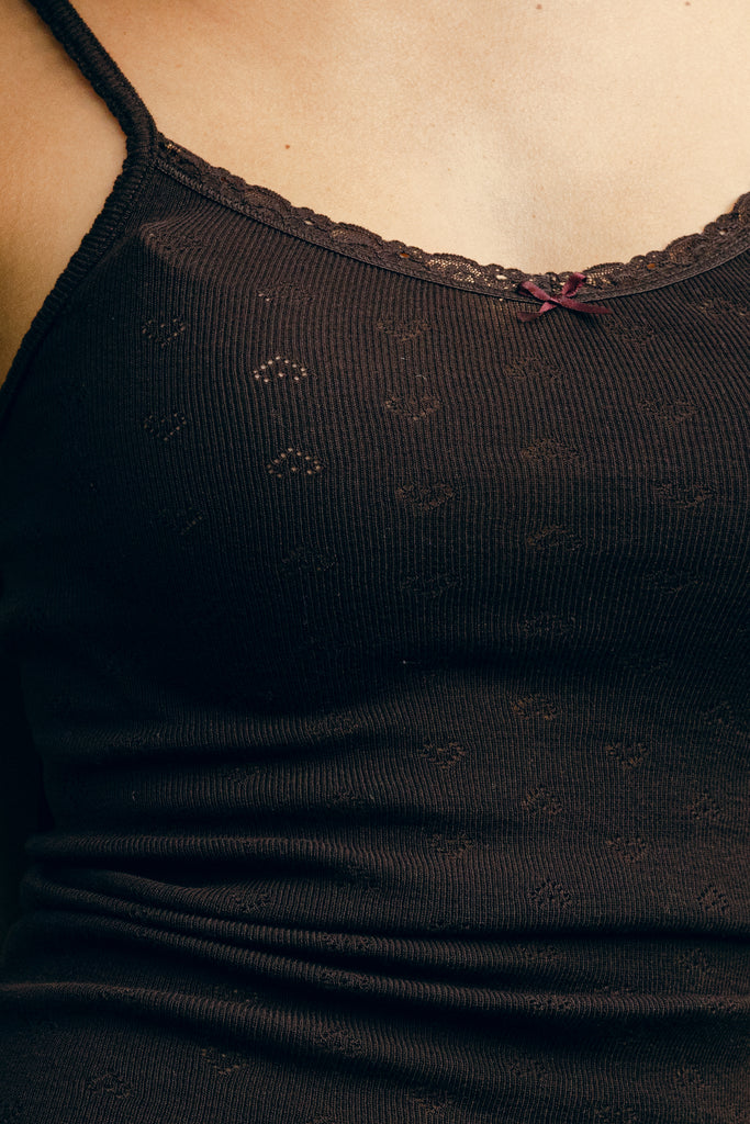 Polkadot PATTI CAMI - Brown Hearts Pointelle