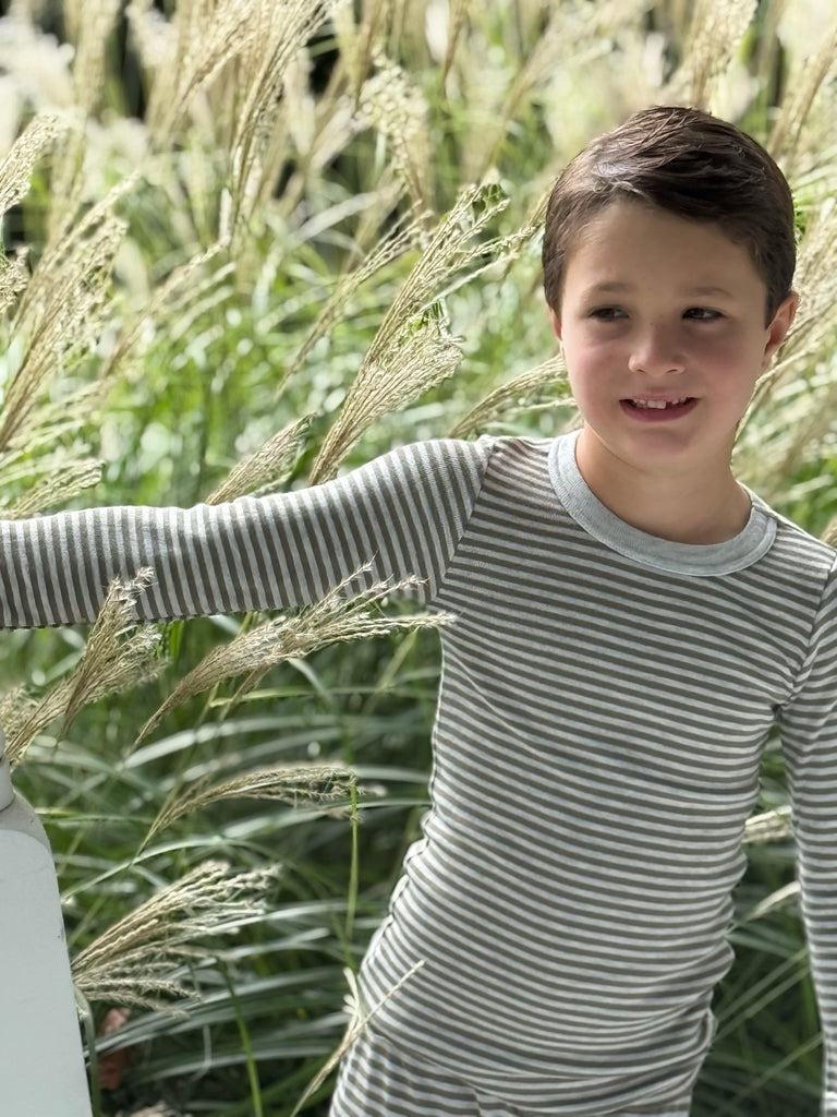 Boys Loden Heather Grey Sailor Stripe - Lookbook