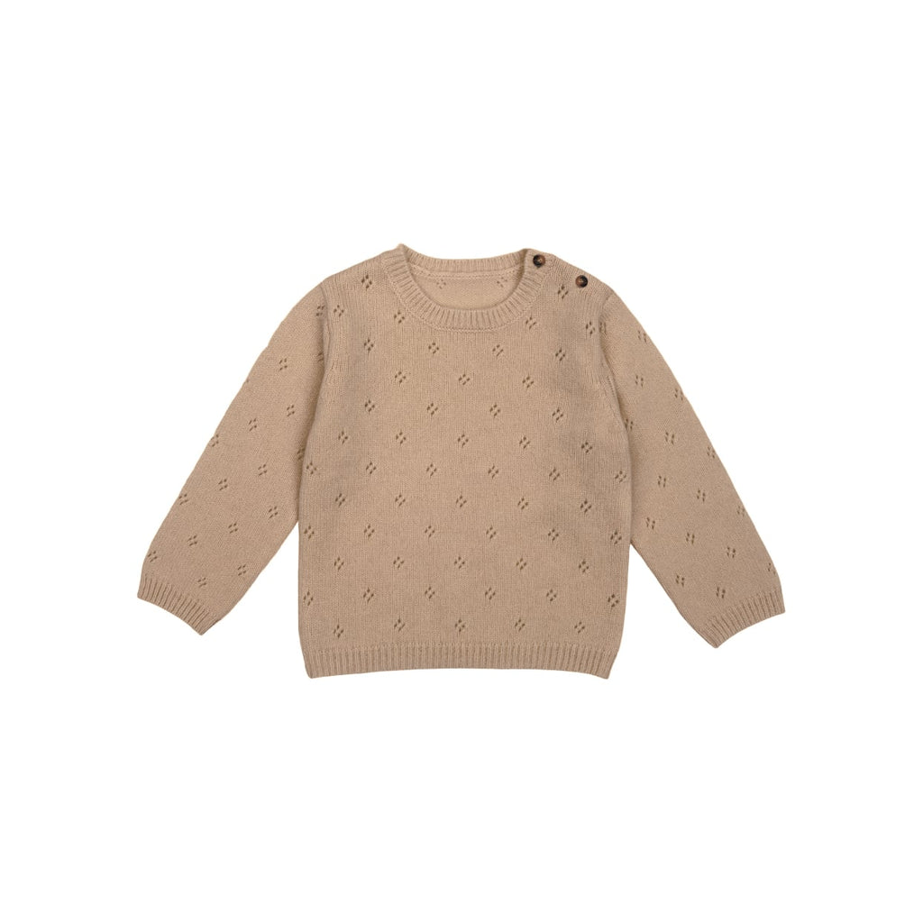 MILLEDEUX~ Baby cashmere pointelle crewneck