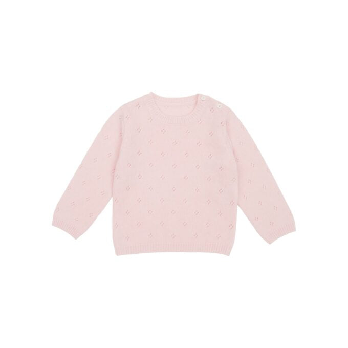 MILLEDEUX~ Baby cashmere pointelle crewneck