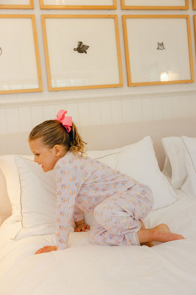 Girls Rach Slouchy Long Sleeve Tee & Wide Leg Pant Set - Ice Cream Print