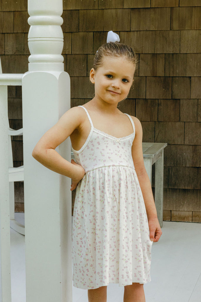 Girls Lee Classic Babydoll Gown - Pink Garden Pointelle