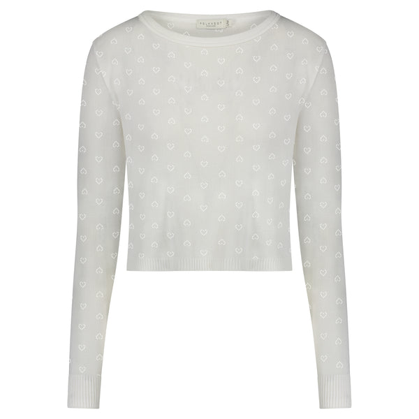 Polkadot NELL CROP SLOUCHY Pearl White Vintage Hearts Pointelle