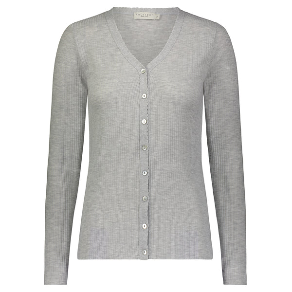 Polkadot Heather Grey Rib Knit MARKIE SLOUCHY V CARDIGAN -New!