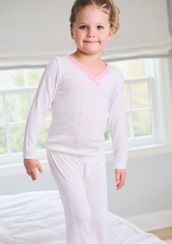 GIRLS IVORY VINTAGE HEARTS w Pink Lace Lookbook