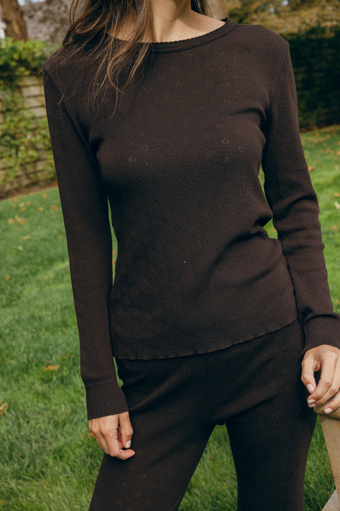 Polkadot RACHEL SLOUCHY - Brown Hearts Pointelle