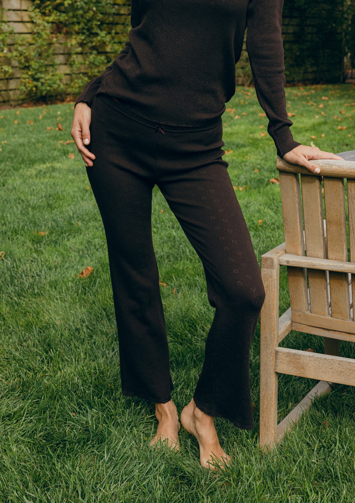 Polkadot LONG PANT - Brown Hearts Pointelle