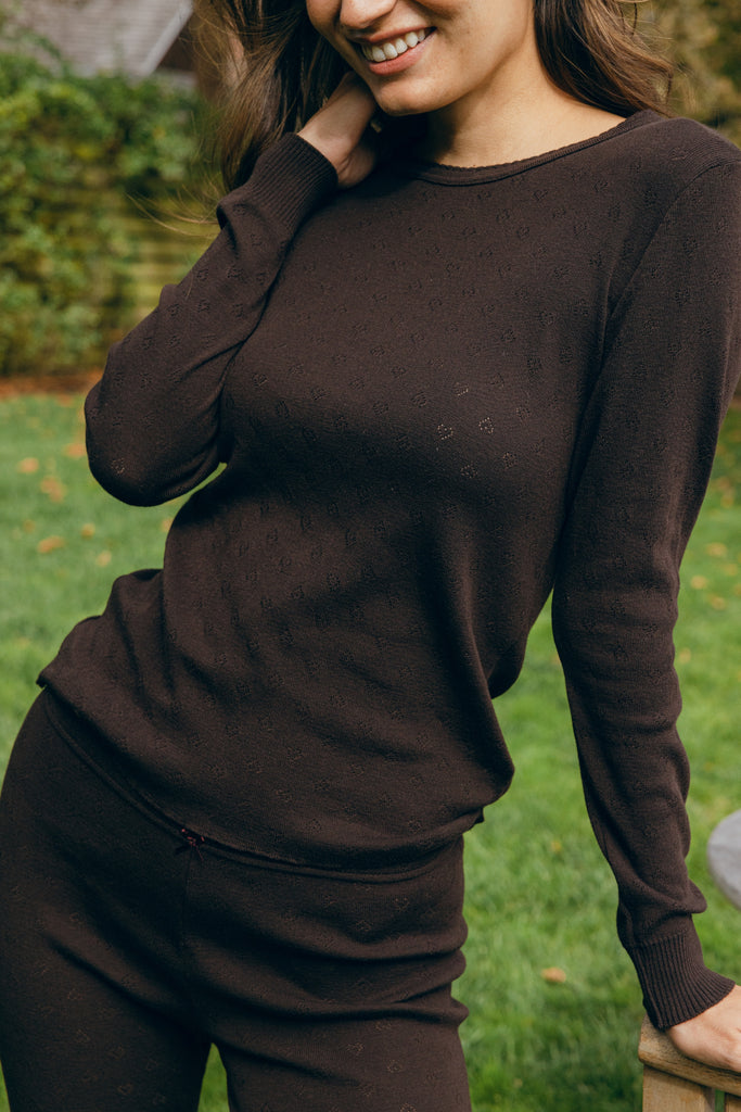 Polkadot RACHEL SLOUCHY - Brown Hearts Pointelle