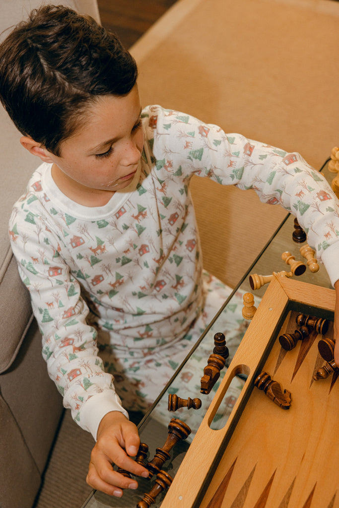 Polkadot BOYS & BABY SET Crew LS & Pant - Rustic Deer Print