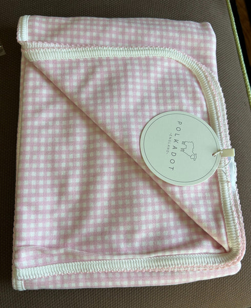 Polkadot GIRLS BABY BLANKET - Pink Gingham Print