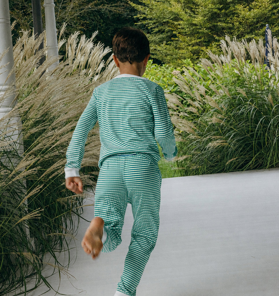 Boys Henry Classic Long Sleeve Tee & Jack Cuffed Pant Set - Green Sailor Stripe