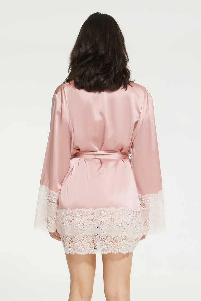 GINIA~ Silk lace trim robe