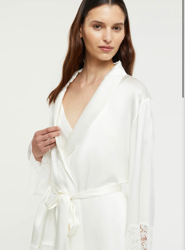 GINIA~ Silk lace trim robe