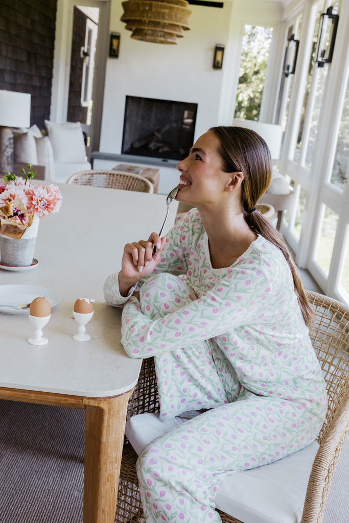 Rachel Classic Slouchy Long Sleeve Tee - Tulip Print