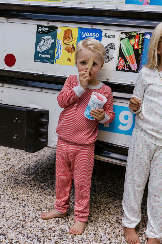Kids Red/Grey Mini Stripe - Lookbook Photos